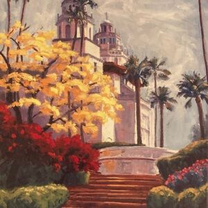 Hearst Castle - Spring Blooms ceramic art tile/trivet by artist Laurel Sheerie